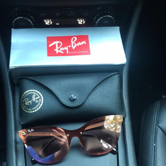Ray-Ban rose gold pink mirror sunglasses. - Picture 4 of 8